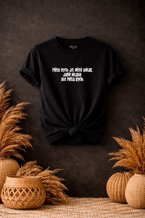 Unisex tričko Měla bych jít něco dělat. Jako nejdu. Ale měla bych. (Černé)
