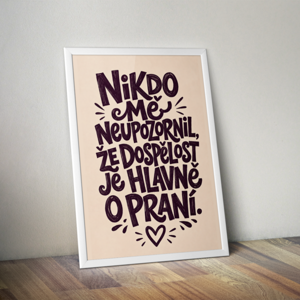 Plakát (obraz) Nikdo mě neupozornil, že dospělost je hlavně o praní