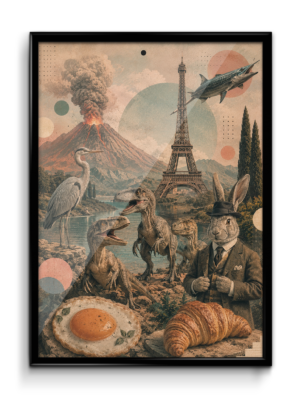 Plakát (obraz) Surreal koláž French Velociraptors