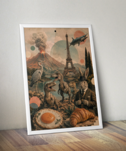 Alternative view of Plakát (obraz) Surreal koláž French Velociraptors