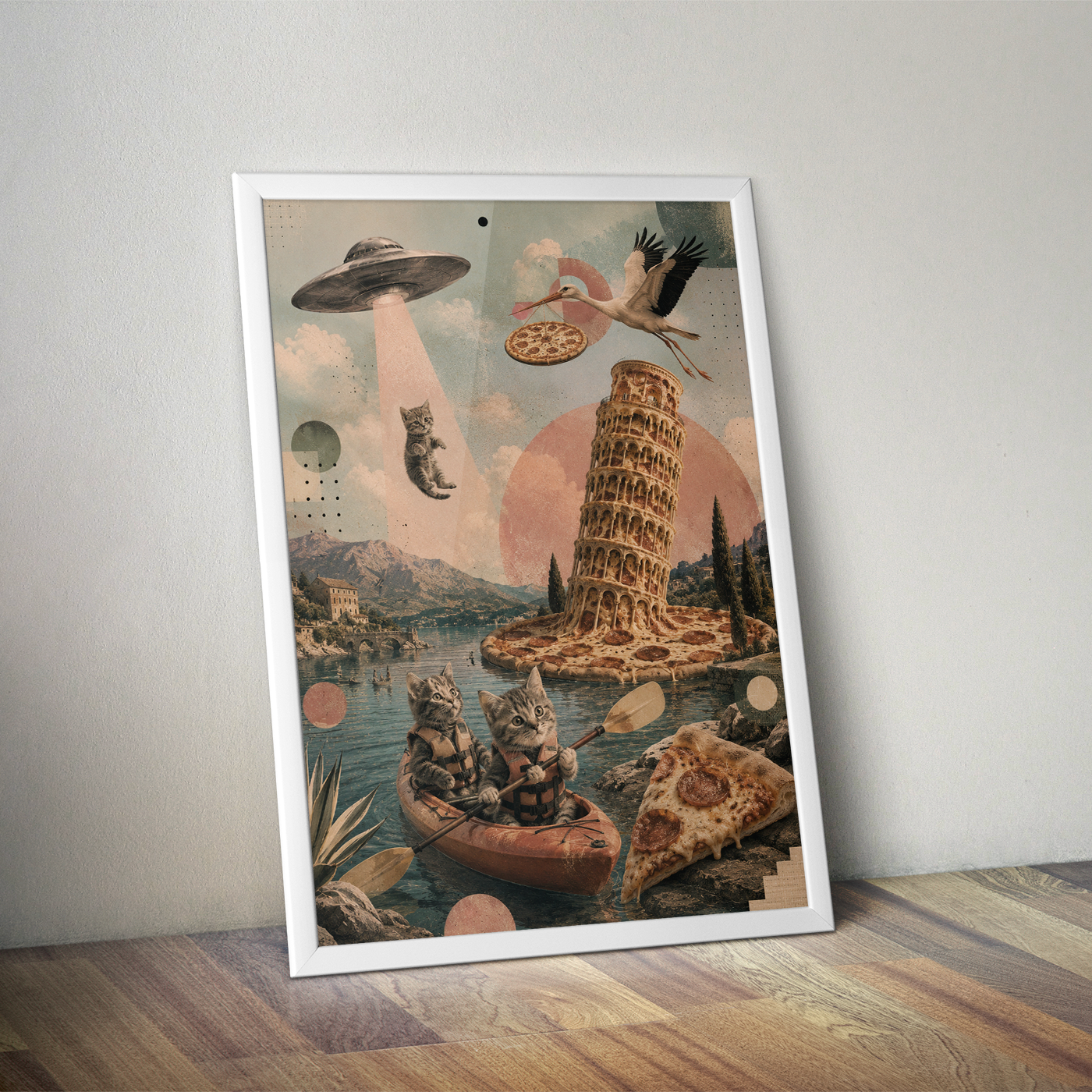 Plakát (obraz) Surreal koláž Kittens & pizza - Obrázek 2