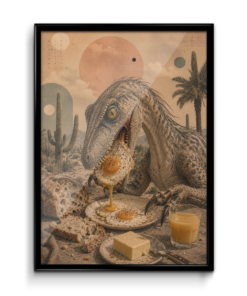 Plakát (obraz) Surreal VELOCIRAPTOR & FRIED EGGS