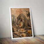 Plakát (obraz) Surreal VELOCIRAPTOR & FRIED EGGS