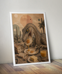 Alternative view of Plakát (obraz) Surreal VELOCIRAPTOR & FRIED EGGS