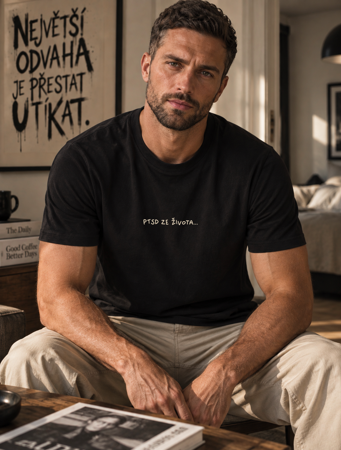 Unisex tričko PTSD ZE ŽIVOTA – černé, jak tvoje duše (doručíme do 14 dnů) - Obrázek 3
