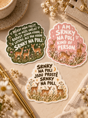 Set 3 vinylových samolepek Srnky na poli (držej jak pes)